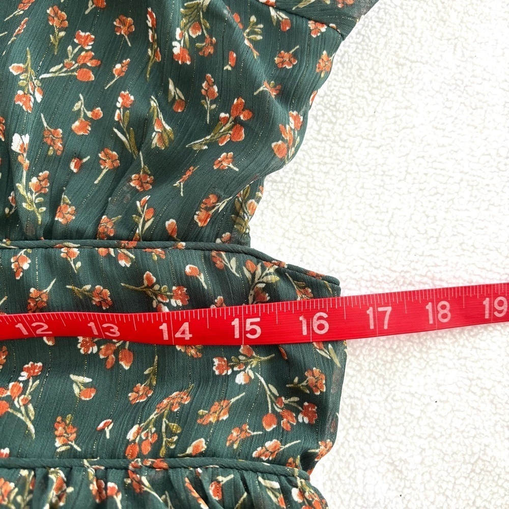 Altar'd State Green Floral Square Neck Prairie Peasant Fit N Flare Dress (L) - Picture 7 of 16